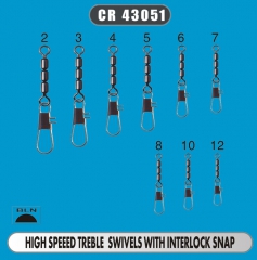 Вертлюг 43051 Condor High Speed Treble Swivels с застежкой Interlock Snap